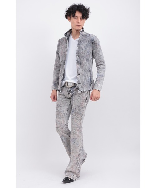 TORNADO MART（トルネードマート）の「ｱﾆﾏﾙｲﾝｸｼﾞｪｯﾄﾍﾞﾙﾎﾞﾄﾑ（デニムパンツ・メンズ・ブラック/グレー・S/LL/L/M）」の4枚目の写真