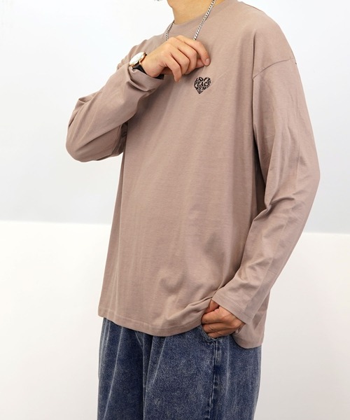 Burner(バーナー)の「【GROOVY STORE】ワイドシルエット刺繍ロングスリーブTシャツ(Tシャツ/カットソー・メンズ・ブラック系その他2/ホワイト系その他2/ブラック系その他3/ダークグリーン/ブルー/ホワイト/ホワイト系その他3/ライトブラック/ブラウン/スミクロ/モカ・M/L/LL)」の13枚目の写真