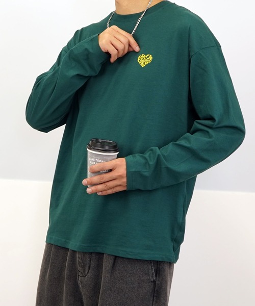 Burner(バーナー)の「【GROOVY STORE】ワイドシルエット刺繍ロングスリーブTシャツ(Tシャツ/カットソー・メンズ・ブラック系その他2/ホワイト系その他2/ブラック系その他3/ダークグリーン/ブルー/ホワイト/ホワイト系その他3/ライトブラック/ブラウン/スミクロ/モカ・M/L/LL)」の14枚目の写真