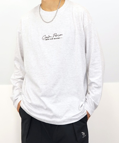 Burner(バーナー)の「【GROOVY STORE】ワイドシルエット刺繍ロングスリーブTシャツ(Tシャツ/カットソー・メンズ・ブラック系その他2/ホワイト系その他2/ブラック系その他3/ダークグリーン/ブルー/ホワイト/ホワイト系その他3/ライトブラック/ブラウン/スミクロ/モカ・M/L/LL)」の20枚目の写真