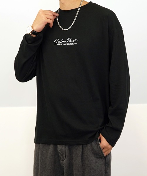 Burner(バーナー)の「【GROOVY STORE】ワイドシルエット刺繍ロングスリーブTシャツ(Tシャツ/カットソー・メンズ・ブラック系その他2/ホワイト系その他2/ブラック系その他3/ダークグリーン/ブルー/ホワイト/ホワイト系その他3/ライトブラック/ブラウン/スミクロ/モカ・M/L/LL)」の22枚目の写真