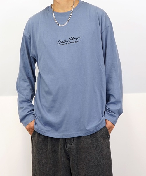 Burner(バーナー)の「【GROOVY STORE】ワイドシルエット刺繍ロングスリーブTシャツ(Tシャツ/カットソー・メンズ・ブラック系その他2/ホワイト系その他2/ブラック系その他3/ダークグリーン/ブルー/ホワイト/ホワイト系その他3/ライトブラック/ブラウン/スミクロ/モカ・M/L/LL)」の12枚目の写真