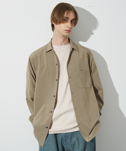 ABAHOUSE(アバハウス)の「【セットアップ対応】Vネック スキッパー シャツ / イージーケア / ストレッチ(シャツ/ブラウス・メンズ・ベージュ/ネイビー/ブラック・44/46/48)」の7枚目の写真