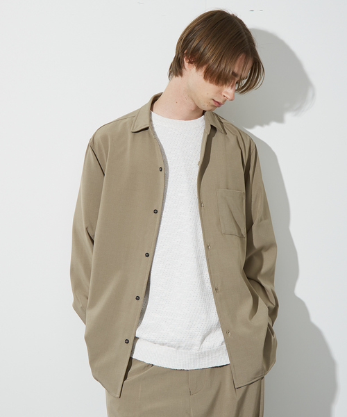 ABAHOUSE(アバハウス)の「【セットアップ対応】Vネック スキッパー シャツ / イージーケア / ストレッチ(シャツ/ブラウス・メンズ・ベージュ/ネイビー/ブラック・44/46/48)」の8枚目の写真