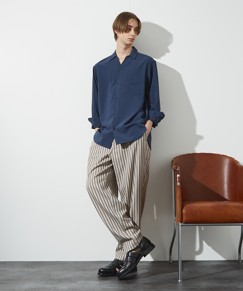 ABAHOUSE(アバハウス)の「【セットアップ対応】Vネック スキッパー シャツ / イージーケア / ストレッチ(シャツ/ブラウス・メンズ・ベージュ/ネイビー/ブラック・44/46/48)」の15枚目の写真