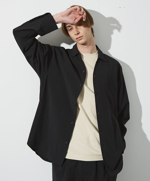 ABAHOUSE(アバハウス)の「【セットアップ対応】Vネック スキッパー シャツ / イージーケア / ストレッチ(シャツ/ブラウス・メンズ・ベージュ/ネイビー/ブラック・44/46/48)」の21枚目の写真