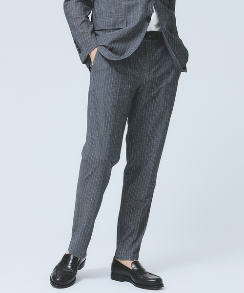 DESIGNWORKS（デザインワークス）の「【セットアップ対応】フェザートリコット メッシュ パンツ / ウォッシャブル / ストレッチ（スラックス・メンズ・ストライプ/ライトグレー/ダークネイビー・44/46/48/50/52）」の3枚目の写真