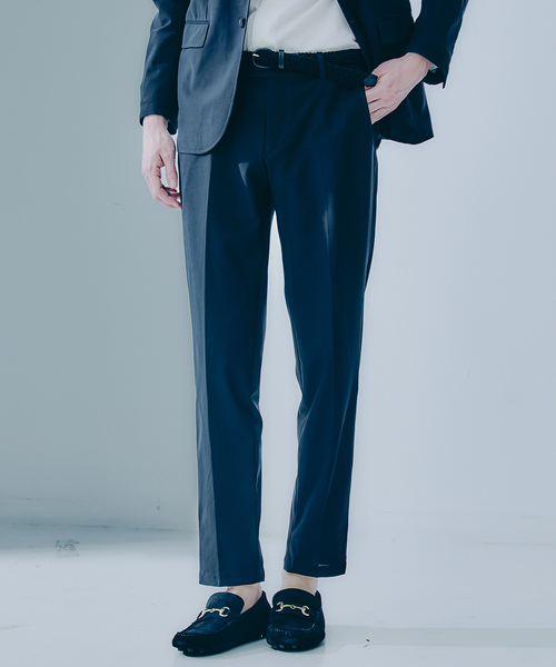 DESIGNWORKS（デザインワークス）の「【セットアップ対応】フェザートリコット メッシュ パンツ / ウォッシャブル / ストレッチ（スラックス・メンズ・ストライプ/ライトグレー/ダークネイビー・44/46/48/50/52）」の2枚目の写真