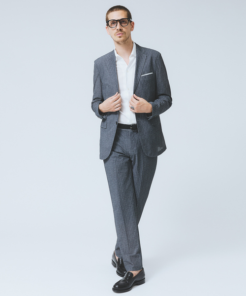 DESIGNWORKS（デザインワークス）の「【セットアップ対応】フェザートリコット メッシュ パンツ / ウォッシャブル / ストレッチ（スラックス・メンズ・ストライプ/ライトグレー/ダークネイビー・44/46/48/50/52）」の20枚目の写真