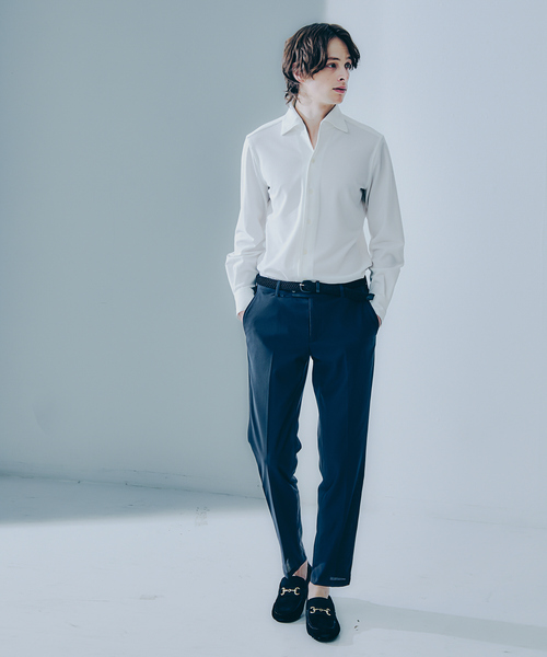 DESIGNWORKS（デザインワークス）の「【セットアップ対応】フェザートリコット メッシュ パンツ / ウォッシャブル / ストレッチ（スラックス・メンズ・ストライプ/ライトグレー/ダークネイビー・44/46/48/50/52）」の10枚目の写真
