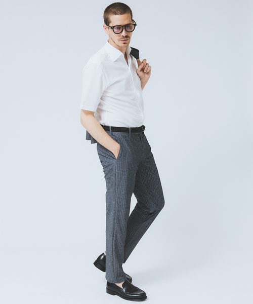 DESIGNWORKS（デザインワークス）の「【セットアップ対応】フェザートリコット メッシュ パンツ / ウォッシャブル / ストレッチ（スラックス・メンズ・ストライプ/ライトグレー/ダークネイビー・44/46/48/50/52）」の17枚目の写真