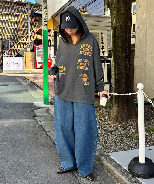 RePRODUCTION LABEL(リプロダクションレーベル)の「【RePRODUCTION LABEL / リプロダクションレーベル】サーマルスキッパーフーディー(Tシャツ/カットソー・レディース・チャコールグレー/ブルー・FREE)」の14枚目の写真