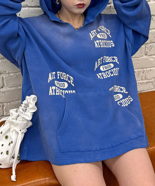 RePRODUCTION LABEL(リプロダクションレーベル)の「【RePRODUCTION LABEL / リプロダクションレーベル】サーマルスキッパーフーディー(Tシャツ/カットソー・レディース・チャコールグレー/ブルー・FREE)」の19枚目の写真