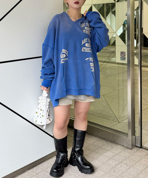 RePRODUCTION LABEL(リプロダクションレーベル)の「【RePRODUCTION LABEL / リプロダクションレーベル】サーマルスキッパーフーディー(Tシャツ/カットソー・レディース・チャコールグレー/ブルー・FREE)」の22枚目の写真