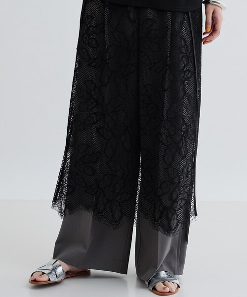 GALLEST（ギャレスト）の「レースチュールオーバースカート（スカート・レディース・ブラック/ホワイト・38）」の2枚目の写真