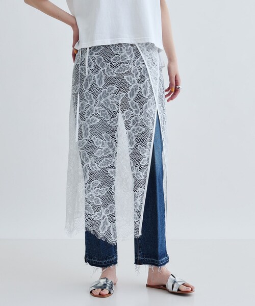 GALLEST（ギャレスト）の「レースチュールオーバースカート（スカート・レディース・ブラック/ホワイト・38）」の12枚目の写真