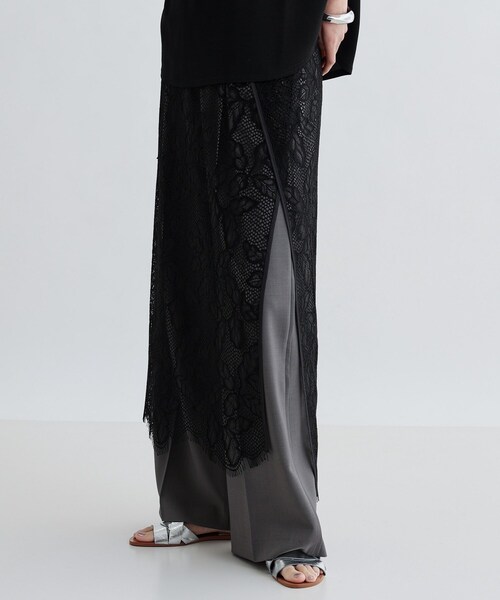 GALLEST（ギャレスト）の「レースチュールオーバースカート（スカート・レディース・ブラック/ホワイト・38）」の5枚目の写真