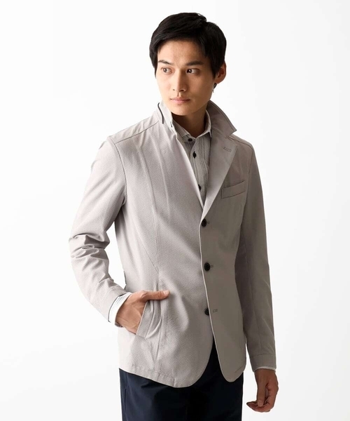 MK MICHEL KLEIN HOMME （エムケーミッシェルクランオム）の「【洗える / セットアップ対応】エコサッカーコンバーティブルジャケット（テーラードジャケット・メンズ・ネイビー/アイボリー/ブラック・46/48/51/44）」の19枚目の写真