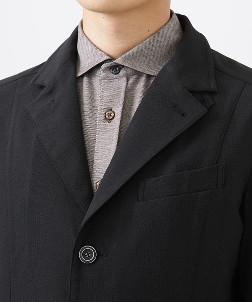 MK MICHEL KLEIN HOMME （エムケーミッシェルクランオム）の「【洗える / セットアップ対応】エコサッカーコンバーティブルジャケット（テーラードジャケット・メンズ・ネイビー/アイボリー/ブラック・46/48/51/44）」の12枚目の写真