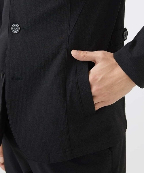 MK MICHEL KLEIN HOMME （エムケーミッシェルクランオム）の「【洗える / セットアップ対応】エコサッカーコンバーティブルジャケット（テーラードジャケット・メンズ・ネイビー/アイボリー/ブラック・46/48/51/44）」の10枚目の写真