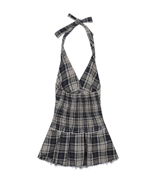 HOOK(フック)の「【HOOK】for girls チェック柄ホルターネックミニワンピース (SS)(ジャンパースカート・レディース・ブルー/レッド・MEDIUM/SMALL)」の14枚目の写真