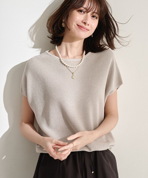 23区（ニジュウサンク）の「【洗える】コットンアセテート オーバーサイズ ニット（ニット/セーター・レディース・グレー系5/ダークグリーン系/ふじ色系/ローズ系/ベージュ系5/ライトグレー系5・38）」の3枚目の写真