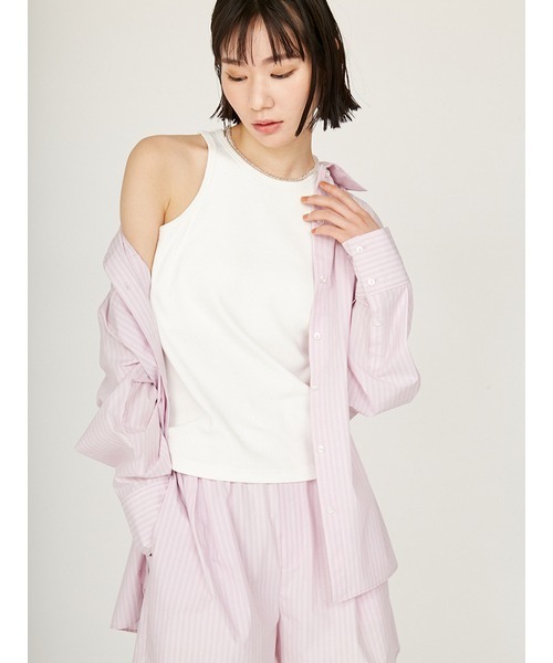 emmi(エミ)の「カップ付きアメスリタンクトップ(Tシャツ/カットソー・レディース・ホワイト/ライトグレー/ブラック・FREE)」の1枚目の写真