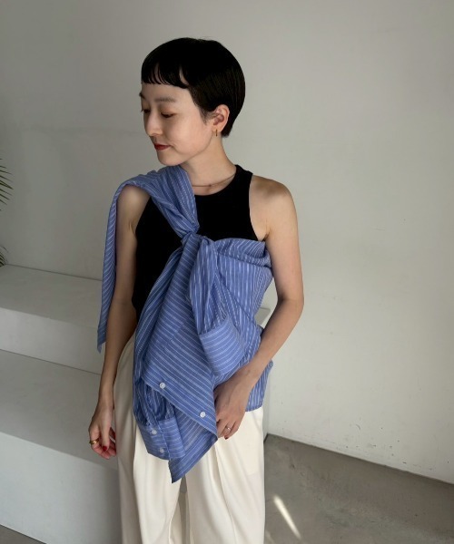 emmi(エミ)の「カップ付きアメスリタンクトップ(Tシャツ/カットソー・レディース・ホワイト/ライトグレー/ブラック・FREE)」の2枚目の写真