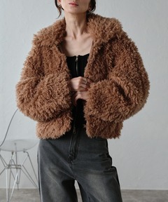 ジャケット・アウター AMERI REVERSIBLE POODLE BOA JACKET セール】REVERSIBLE POODLE BOA JACKET（ムートンコート