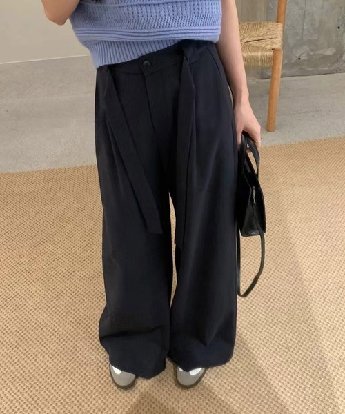 DECADE CLASSIC(ディケイド クラシック)の「【DECADE CLASSIC】タックワイドパンツ(チノパンツ・レディース・ネイビー/ベージュ・MEDIUM)」の4枚目の写真