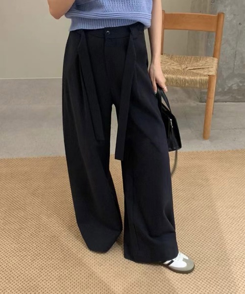 DECADE CLASSIC(ディケイド クラシック)の「【DECADE CLASSIC】タックワイドパンツ(チノパンツ・レディース・ネイビー/ベージュ・MEDIUM)」の6枚目の写真