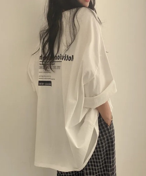 Teem Store(チームストア)の「オーバーサイズ英文字Tシャツ(Tシャツ/カットソー・レディース・ブルー/ライトグレー/ホワイト・M/L)」の1枚目の写真