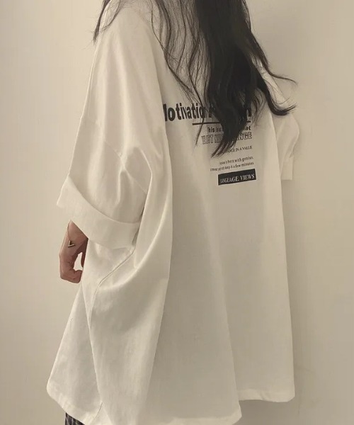 Teem Store(チームストア)の「オーバーサイズ英文字Tシャツ(Tシャツ/カットソー・レディース・ブルー/ライトグレー/ホワイト・M/L)」の7枚目の写真