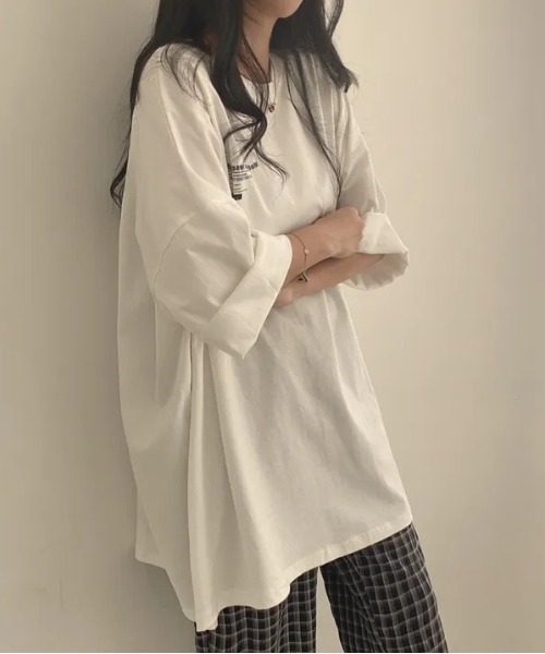 Teem Store(チームストア)の「オーバーサイズ英文字Tシャツ(Tシャツ/カットソー・レディース・ブルー/ライトグレー/ホワイト・M/L)」の6枚目の写真