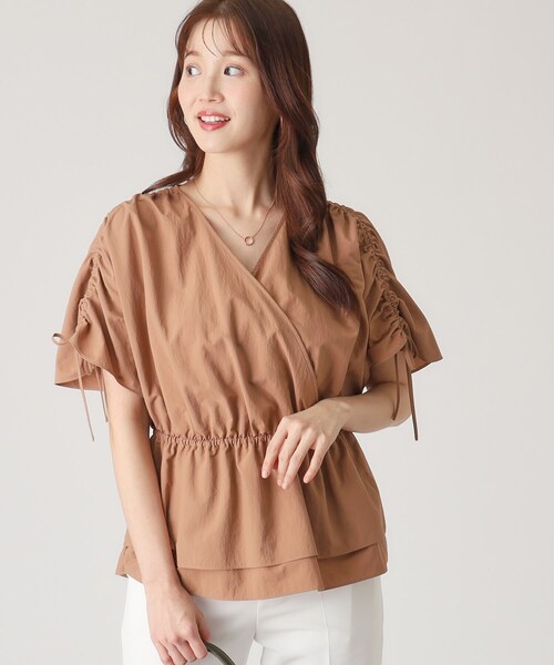 COUP DE CHANCE（クードシャンス）の「【洗える／日本製】カシュクールタイプのギャザーブラウス（シャツ/ブラウス・レディース・キャメル/ブラック/オフホワイト・38/40/36/34）」の13枚目の写真