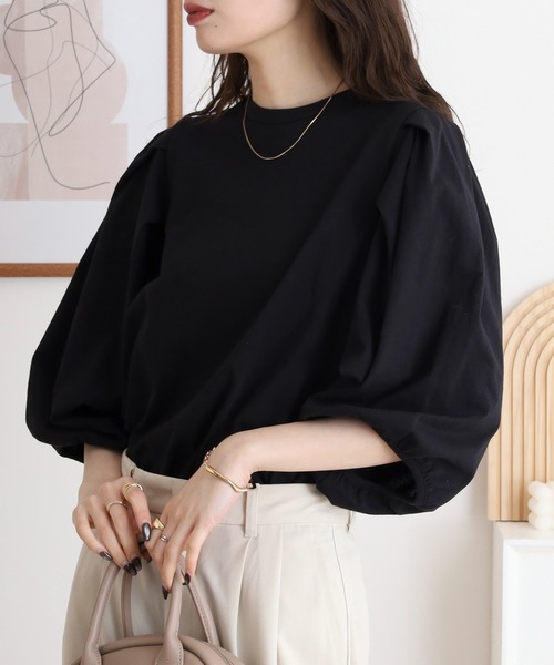 mitis(ミティス)の「mitis 袖タックボリュームプルオーバー(Tシャツ/カットソー・レディース・ブラック/ブルー/グレイッシュベージュ/オフホワイト・M)」の21枚目の写真