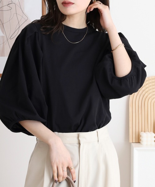 mitis(ミティス)の「mitis 袖タックボリュームプルオーバー(Tシャツ/カットソー・レディース・ブラック/ブルー/グレイッシュベージュ/オフホワイト・M)」の22枚目の写真