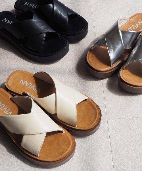 サッ！と履ける厚底コンフォートクロスサンダル