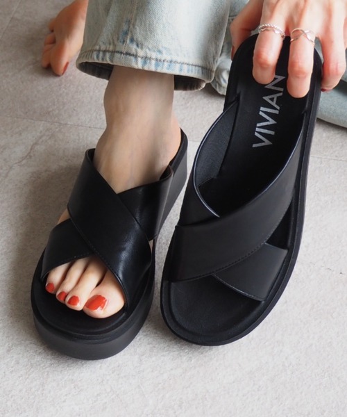 サッ！と履ける厚底コンフォートクロスサンダル