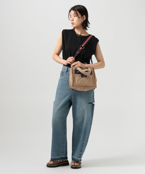 BAYFLOW（ベイフロー）の「[接触冷感/しなやかな肌触り]シルケットノースリーブT（Tシャツ/カットソー・レディース・ブラック/カーキ/オフホワイト/ネイビー・SMALL/MEDIUM）」の14枚目の写真