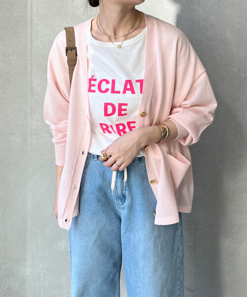 DouDou(ドゥドゥ)の「タックスリーブロゴTEE(Tシャツ/カットソー・レディース・ホワイト/ブラック/ホワイト系その他・FREE)」の1枚目の写真