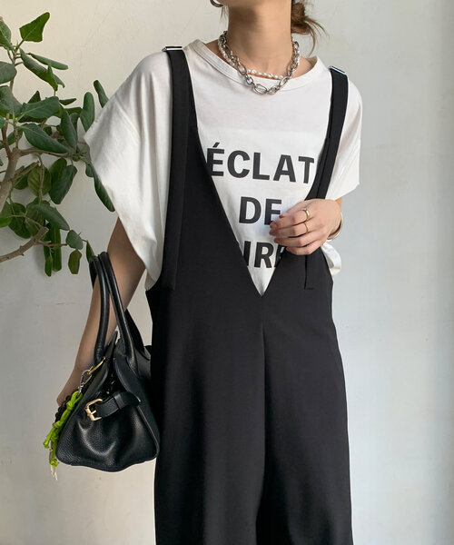 DouDou(ドゥドゥ)の「タックスリーブロゴTEE(Tシャツ/カットソー・レディース・ホワイト/ブラック/ホワイト系その他・FREE)」の2枚目の写真