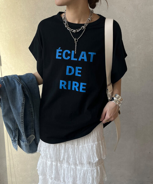 新品タグ付き　DouDou LESCALAプリントフレンチスリーブ TEE WEB限定】 LESCALAプリントフレンチスリーブTEE | DOUDOU