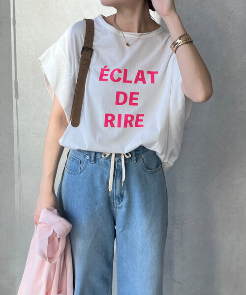 DouDou(ドゥドゥ)の「タックスリーブロゴTEE(Tシャツ/カットソー・レディース・ホワイト/ブラック/ホワイト系その他・FREE)」の14枚目の写真