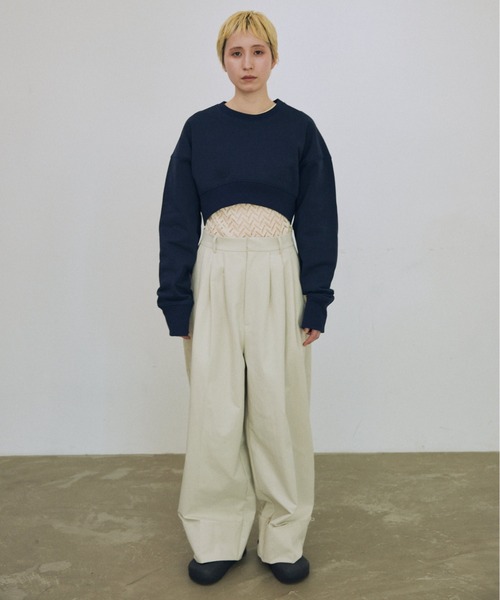 lit（リット）の「Half Up Tuck Pants（スラックス・レディース・ブラック/キナリ・38/36）」の11枚目の写真