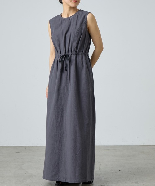 paradigm(パラダイム)の「コットンリネンドロストワンピース(ワンピース・レディース・ブラック/チャコールグレー・SMALL/MEDIUM)」の1枚目の写真