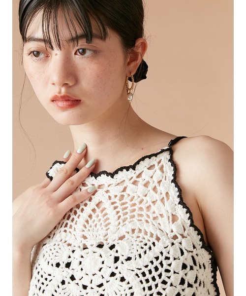 lily brown クロシェビスチェドッキングニットワンピース セール】クロシェビスチェドッキングニットワンピース
