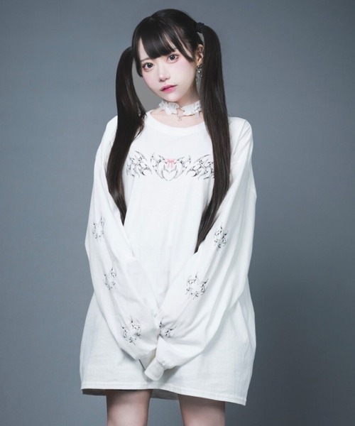 セール】悪魔ちゃんBIGロンTEE(ホワイト)（Tシャツ/カットソー