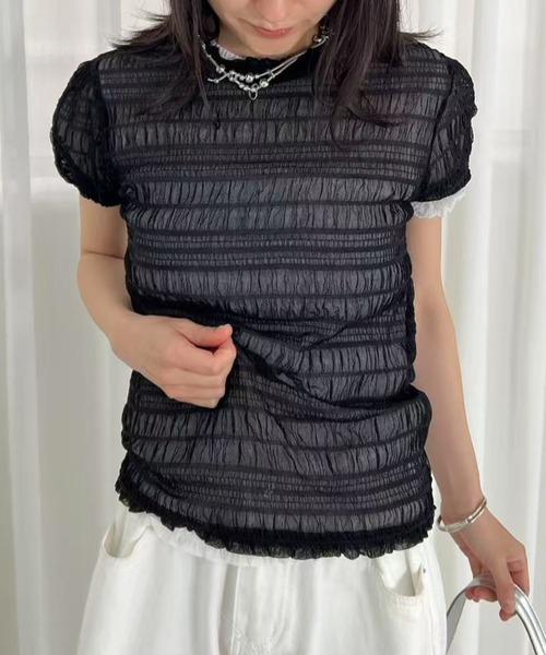 mebole(メボレ)の「シアーシャーリングトップス(Tシャツ/カットソー・レディース・ホワイト/ブルー/ブラック・FREE)」の20枚目の写真