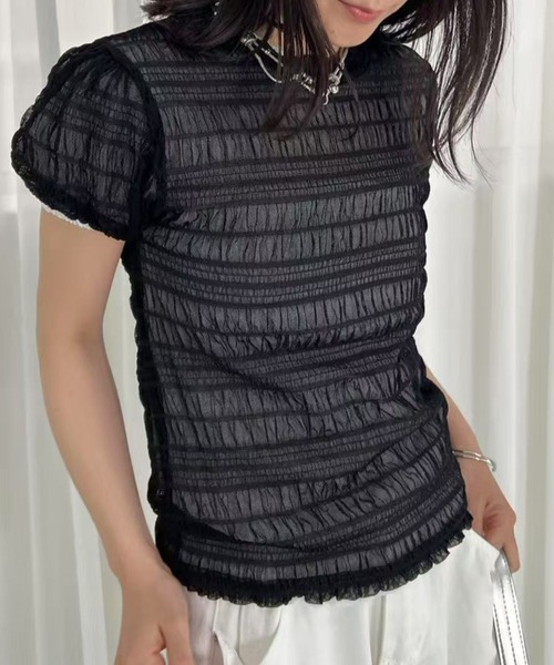 mebole(メボレ)の「シアーシャーリングトップス(Tシャツ/カットソー・レディース・ホワイト/ブルー/ブラック・FREE)」の21枚目の写真